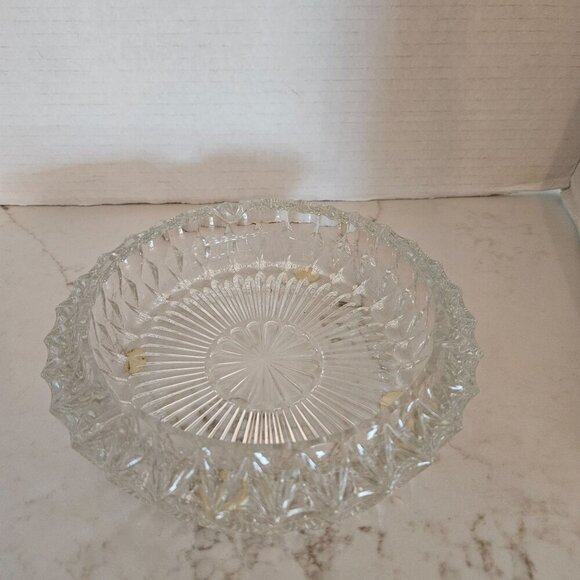 Vintage Heavy Crystal Cut Glass Ashtray Diamond Point  Round 6 1/2" EUC - Picture 3 of 6